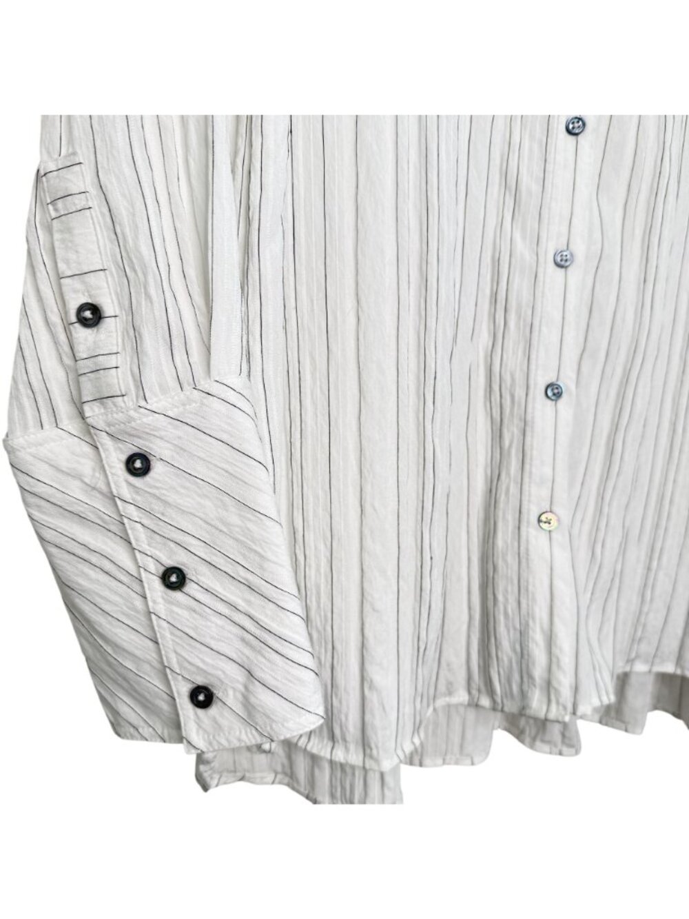 Hana San White Striped Button-Up Shirt, 38 - Picture 5 of 9